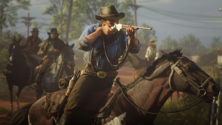 Arthur Morgan Action Sequence Wallpaper