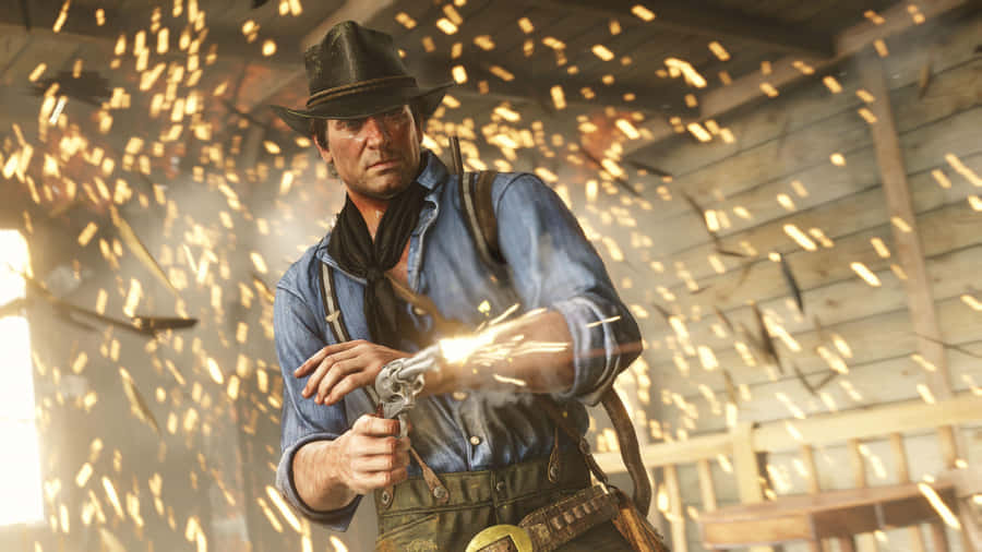 Arthur Morgan Gunfight Action Wallpaper