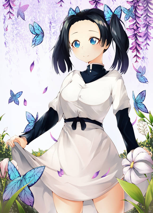 Artistic Aoi Kanzaki With Butterflies Wallpaper