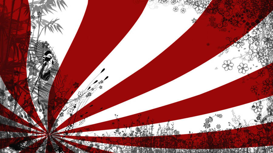 Artistic Floral Poster Of Japan Flag Wallpaper