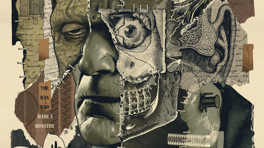 Artistic Mosaic Of Universal Monsters Characters Wallpaper