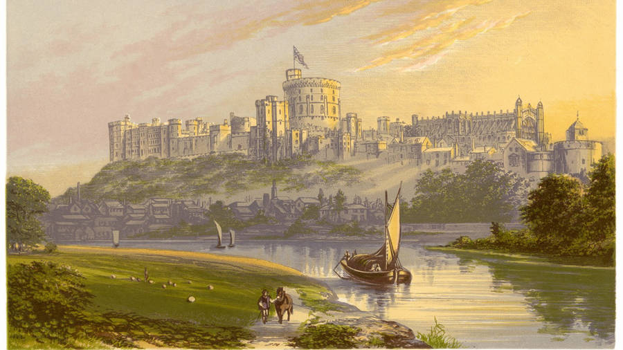 Artistic Rendition Windsor Castle Sunset Wallpaper