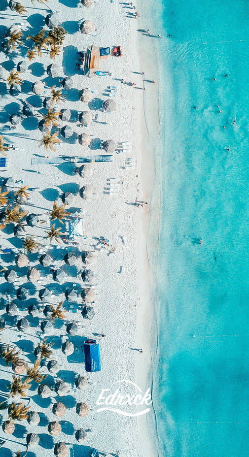 Aruba Beach Drone Shot Wallpaper
