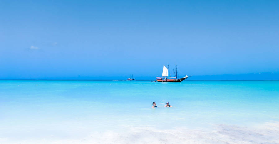 Aruba Beach Galleon Ships Wallpaper