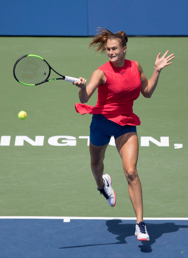 Aryna Sabalenka Dazzles In A Red Evening Gown Wallpaper