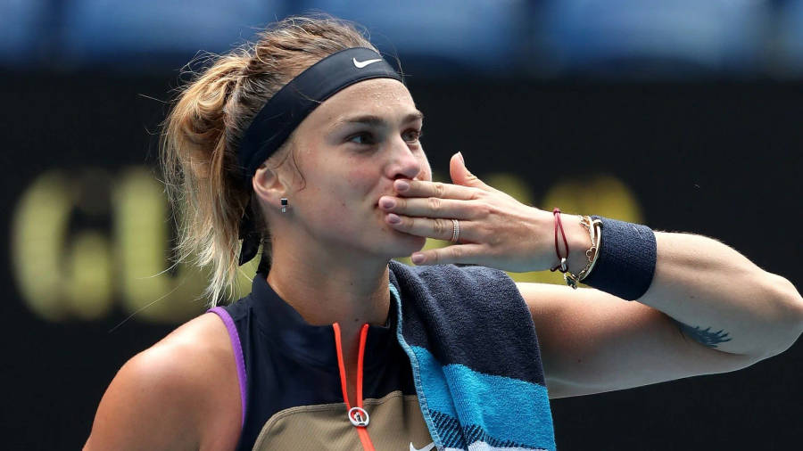 Aryna Sabalenka's Celebratory Kiss To Her Hand Wallpaper