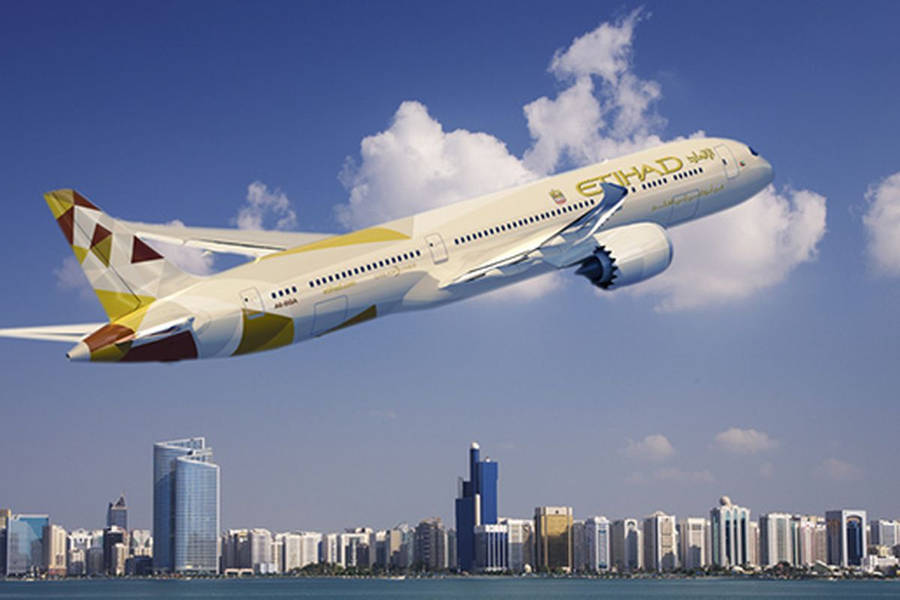 Ascending Etihad Airways Plane Wallpaper