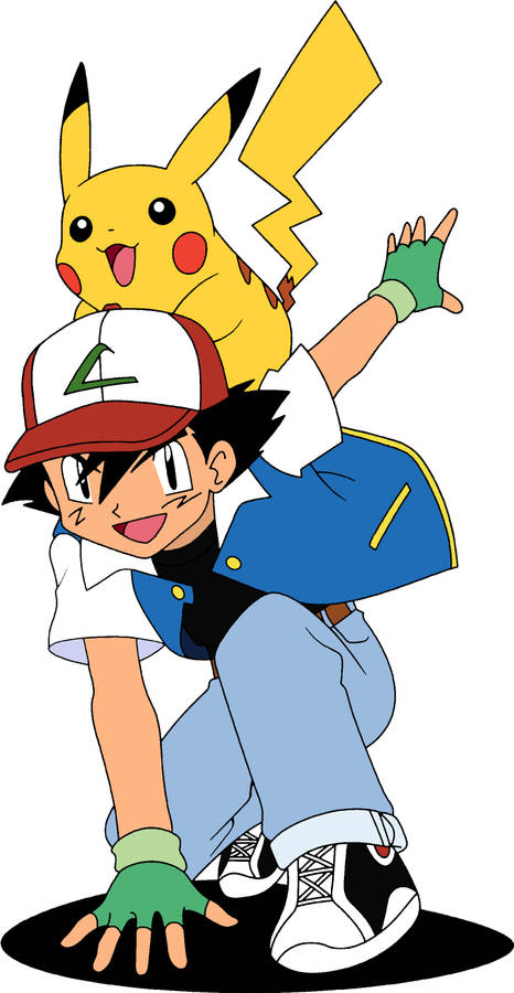 Ash And Pikachu Hd Superhero Landing Pose Wallpaper