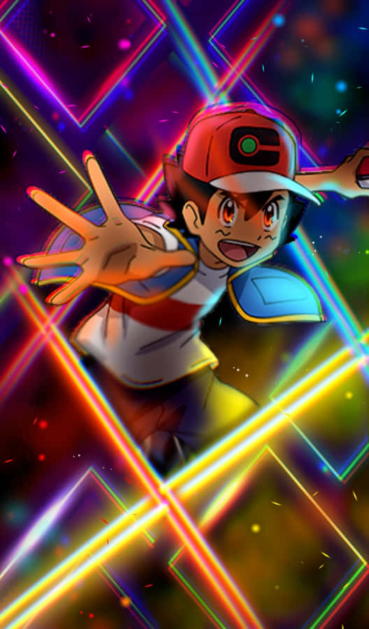 Ash Ketchum Vibrant Cosmic Backdrop.jpg Wallpaper