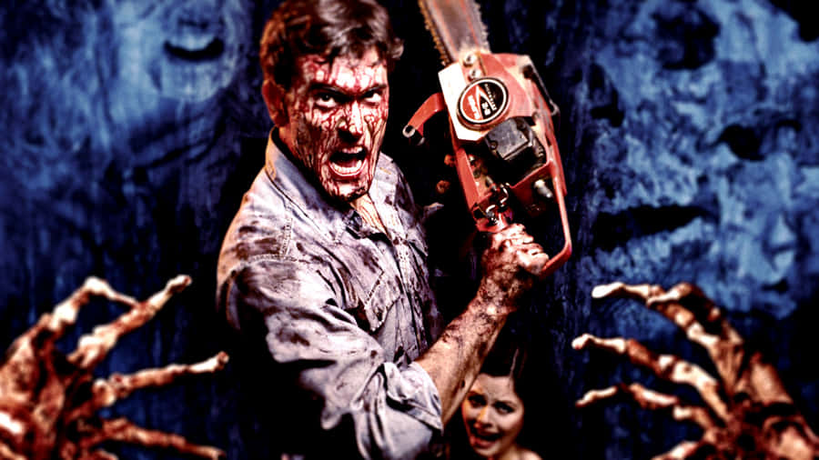 Ash Williams Wielding Chainsaw - Evil Dead Wallpaper