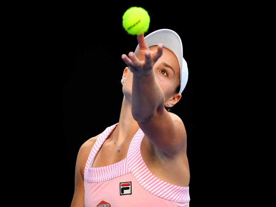 Ashleigh Barty Serving The Ball Wallpaper