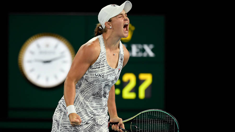 Ashleigh Barty Shouting Loudly Wallpaper