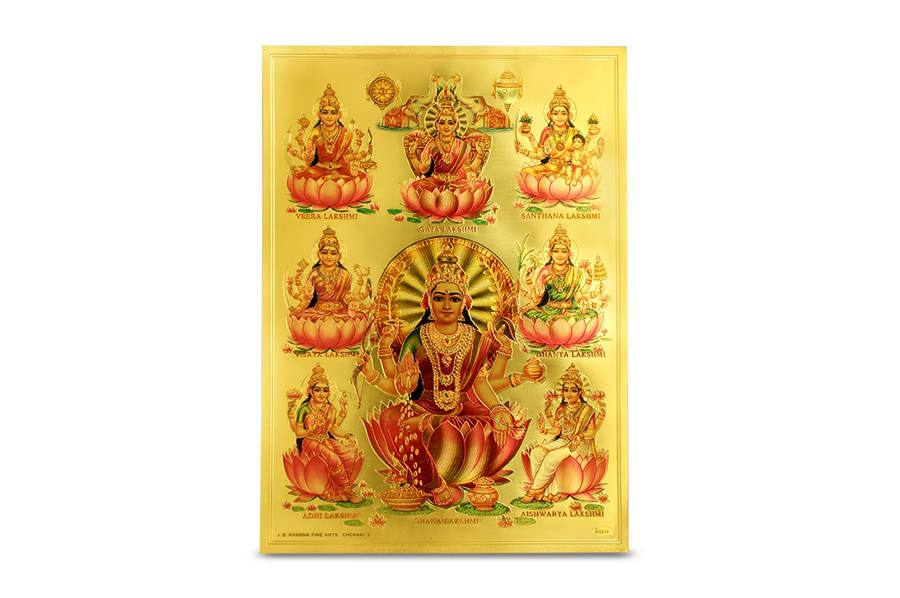 Ashta Lakshmi In Gold Foil Wallpaper