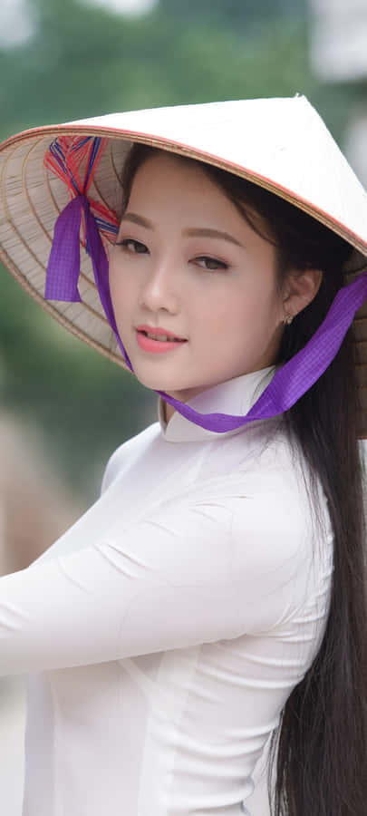Asian In White Dress Wallpaper