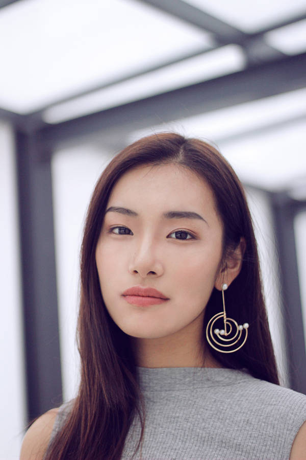 Asian Woman Wearing A Dangling Earring Wallpaper
