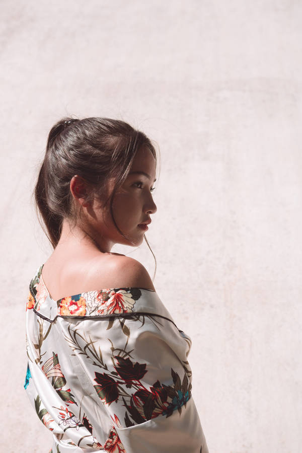 Asian Woman Wearing Off-shoulder Dress Wallpaper