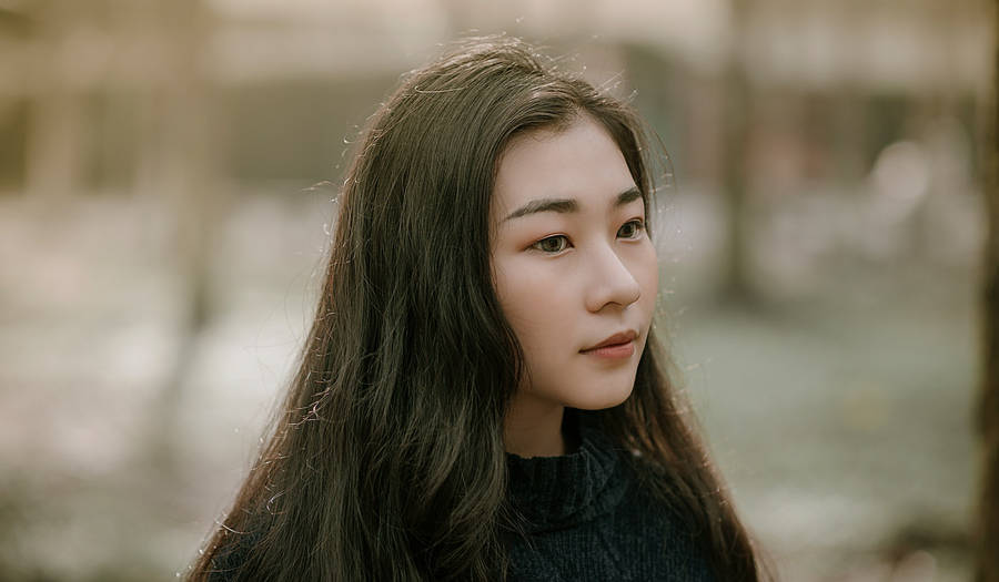 Asian Woman With Long Black Hair Wallpaper