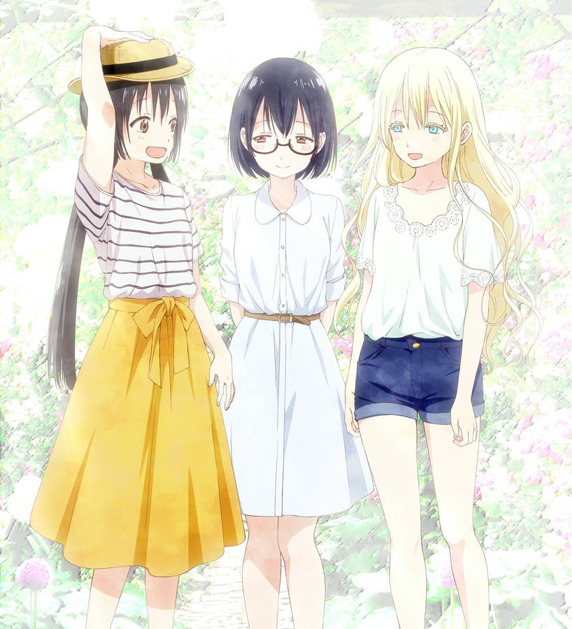 Asobi Asobase Iconic Trio Wallpaper