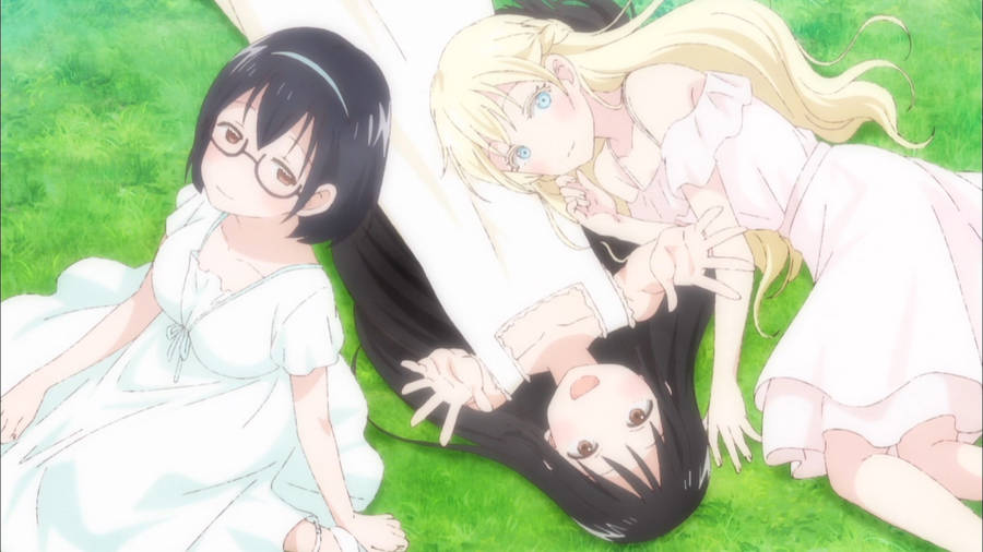 Asobi Asobase In The Field Wallpaper