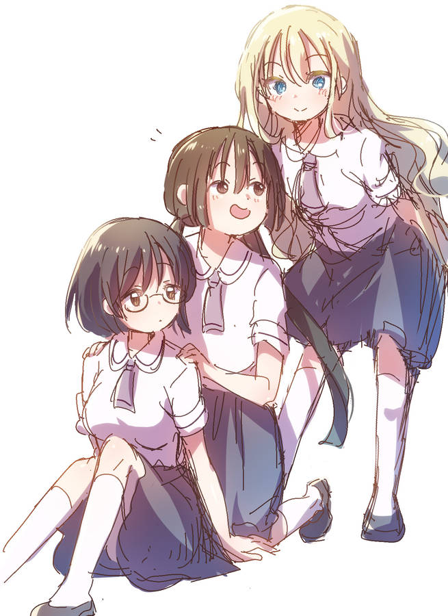 Asobi Asobase Trio Digital Art Wallpaper