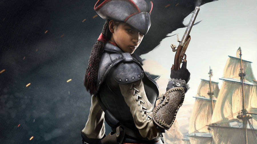 Assassin's Creed Black Flag - Aveline De Grandpre In Action Wallpaper