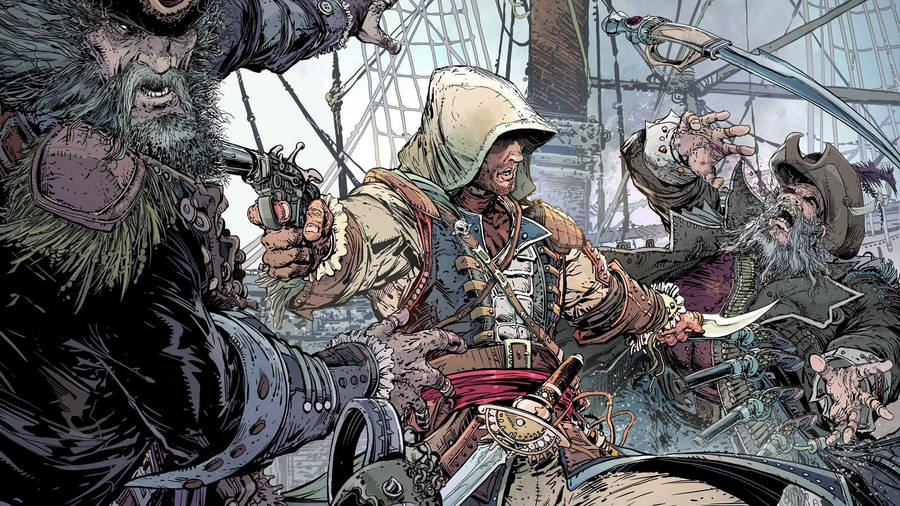 Assassin's Creed Black Flag Comic Scene Wallpaper