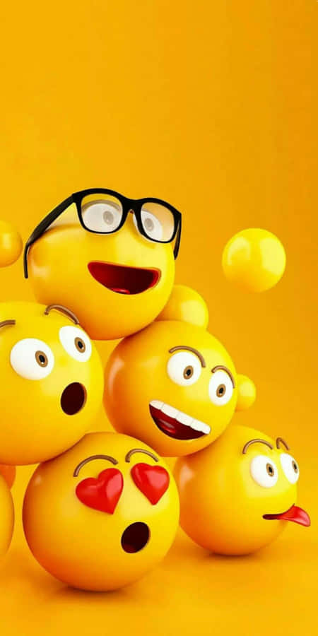 Assorted Emoji Expressions Yellow Background Wallpaper