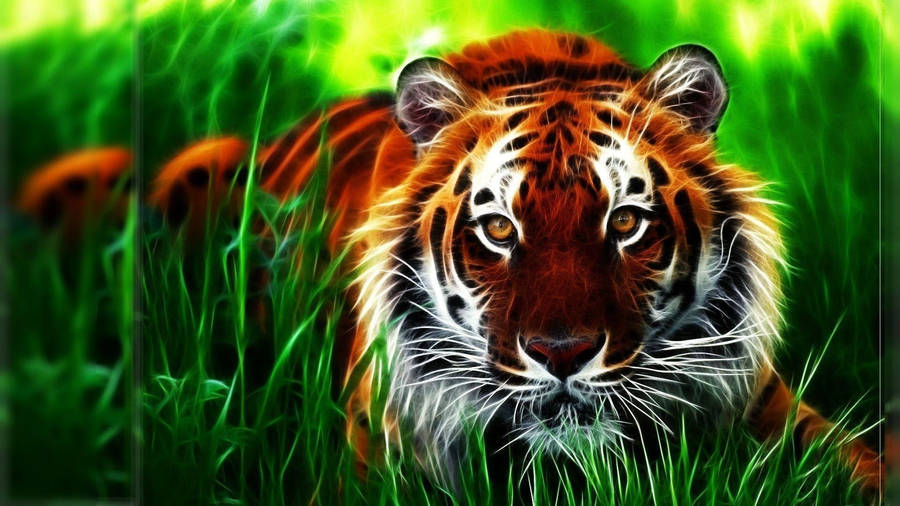 Astonishing Live 3d Roaring Tiger Art Wallpaper