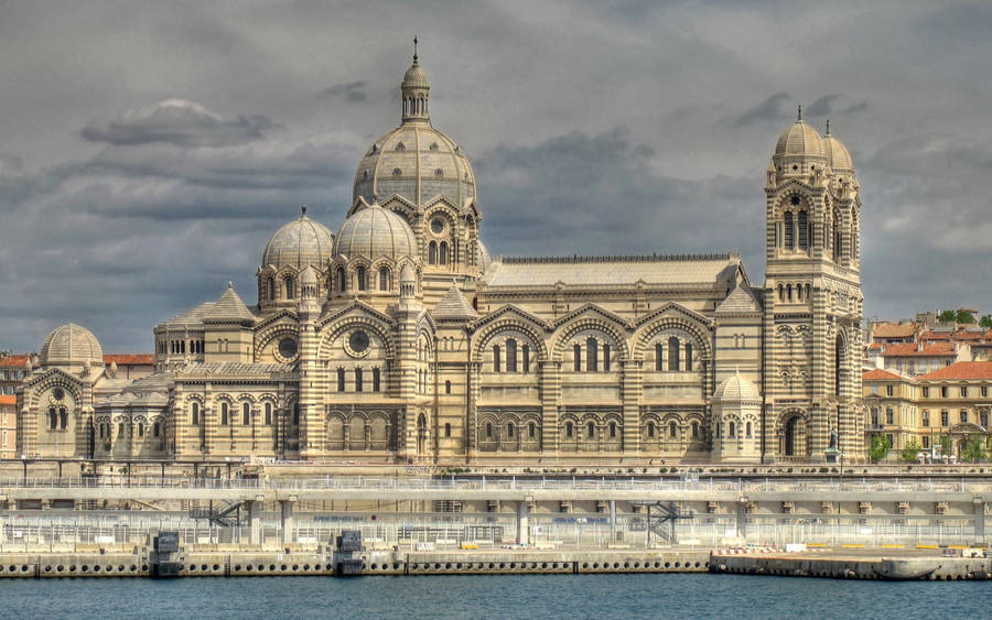 Astonishing View Of The Marseille Cathedral Church Wallpaper