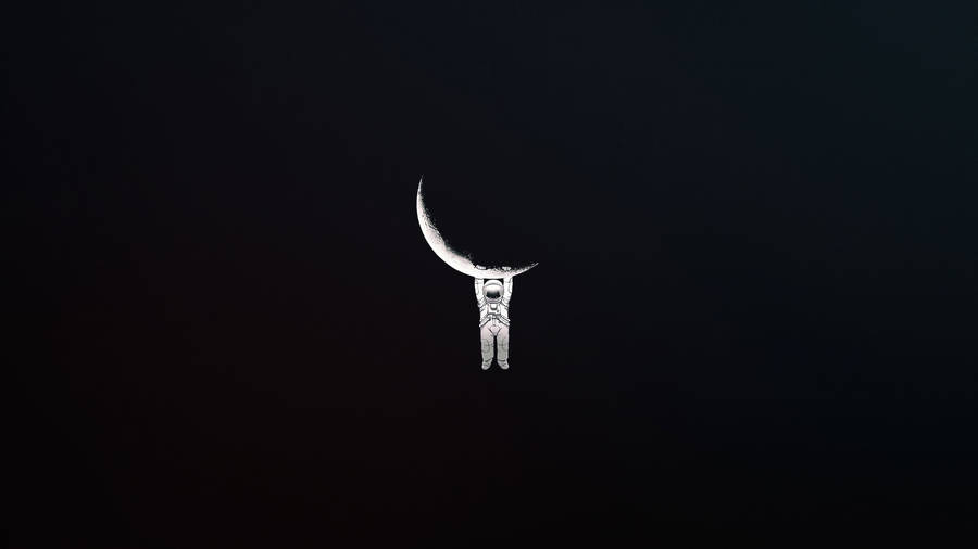 Astronaut Aesthetic Hanging On Crescent Moon Wallpaper