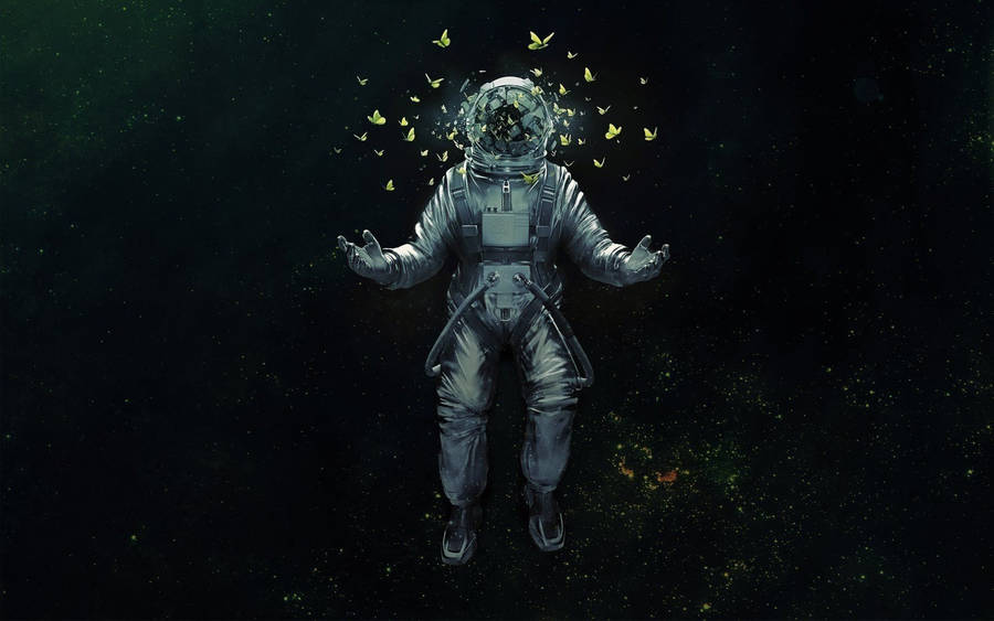 Astronaut Aesthetic With Butterflies Wallpaper