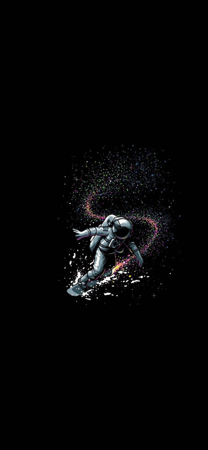 Astronaut At Space Minimalist Black Phone Wallpaper