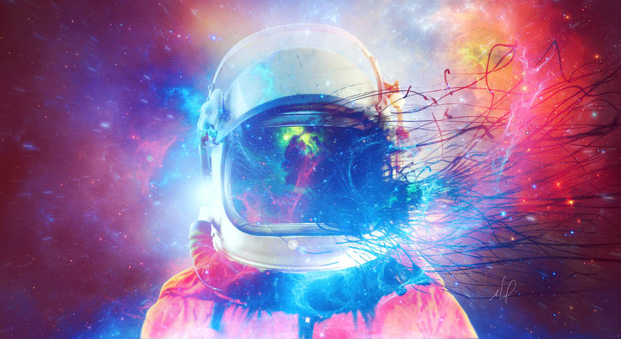 Astronaut Color Burst Fantasy Wallpaper