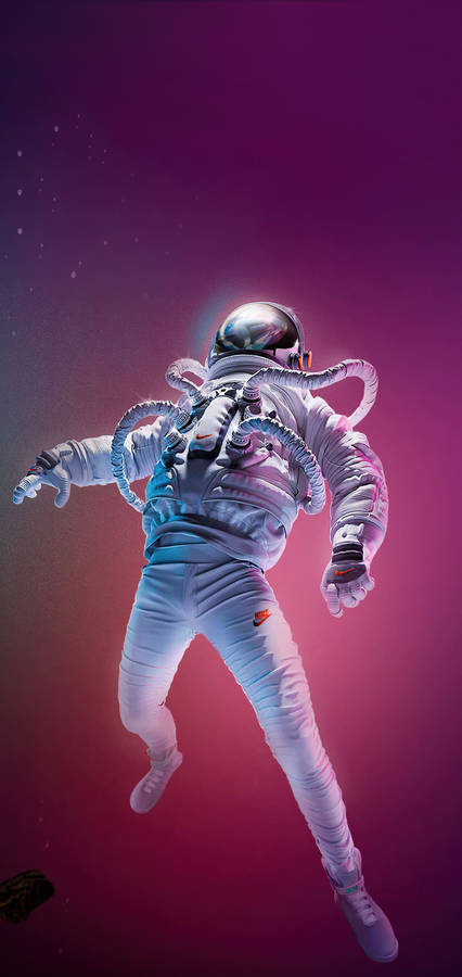 Astronaut Sci Fi Drifting In Neon Space Wallpaper