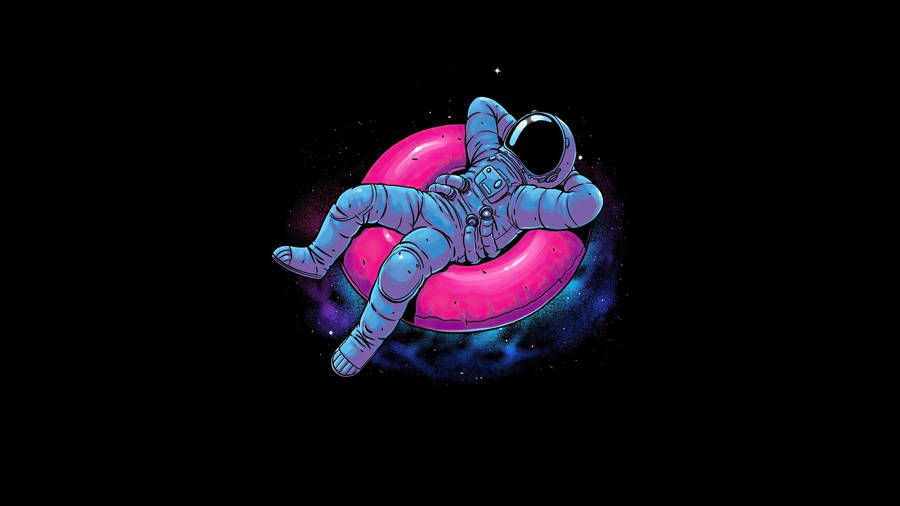 Astronaut Swimming In Dark Space Illustration Wallpaper