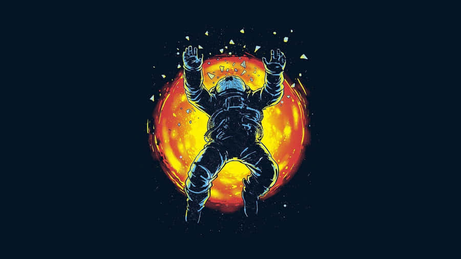 Astronaut Touching Sun Artwork Wallpaper