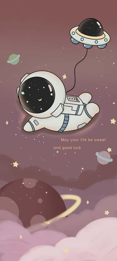 Astronautand U F O Good Luck Wishes Wallpaper