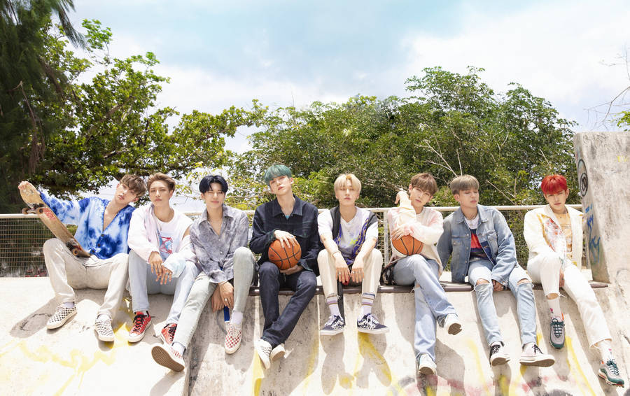 Ateez Sitting Down Desktop Wallpaper