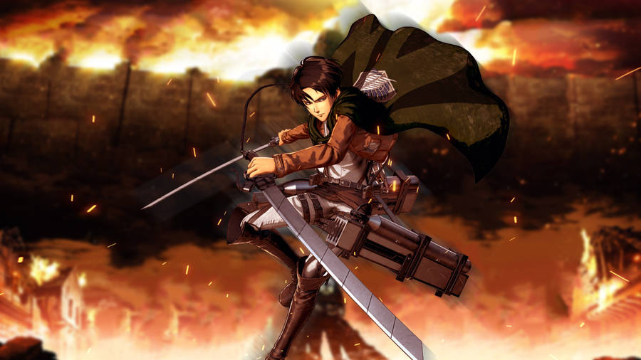 Attack On Titan 4k Fiery Levi Wallpaper