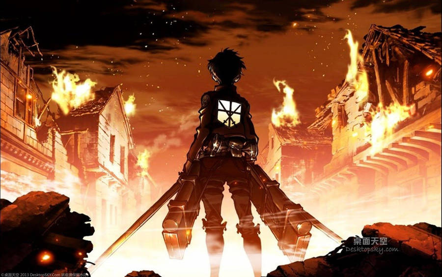 Attack On Titan On Fire Anime Wallpaper
