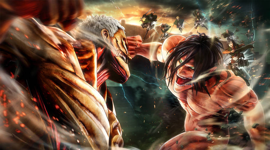 Attack On Titan Season 4 Titan Versus Titan Wallpaper