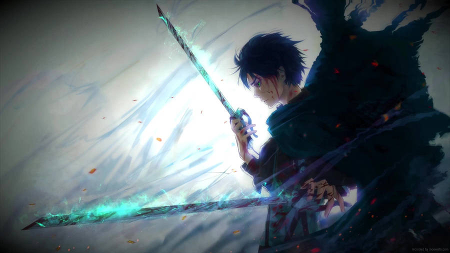 Attack On Titan Titan Eren With Flaming Swords Wallpaper