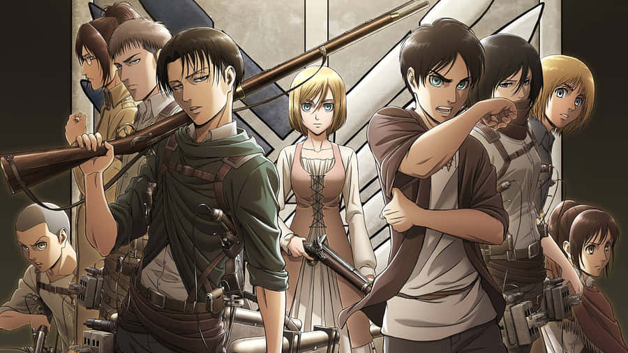 Attackon Titan Characters Readyfor Battle Wallpaper