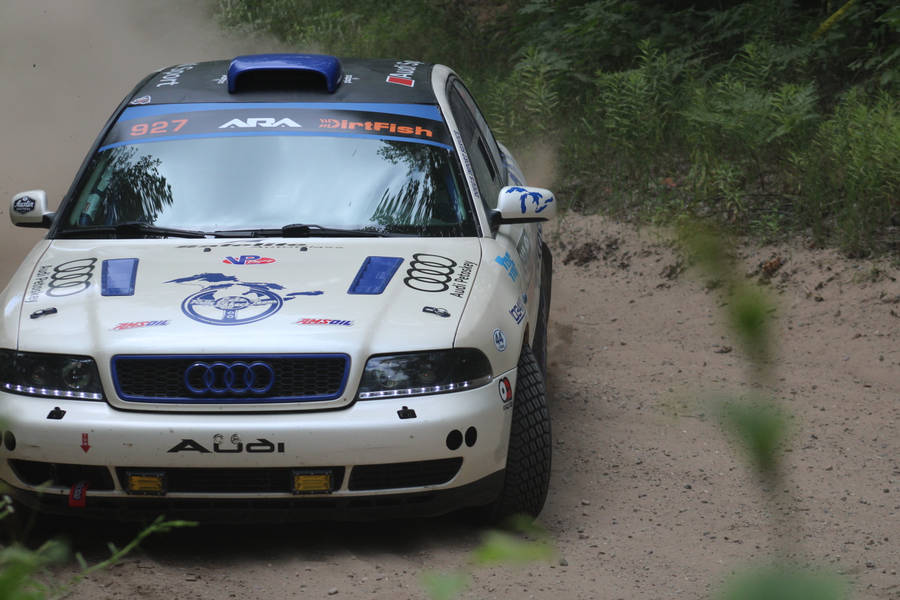 Audi A4 B5 Model Racing In Dirt Rally Wallpaper