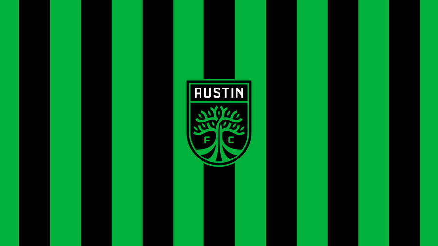 Austin Fc Club Logo Engulfed In A Vivid Green Pattern Wallpaper