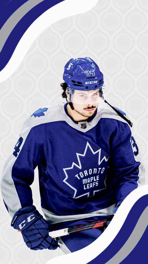 Auston Matthews Blue Graphic Design Wallpaper