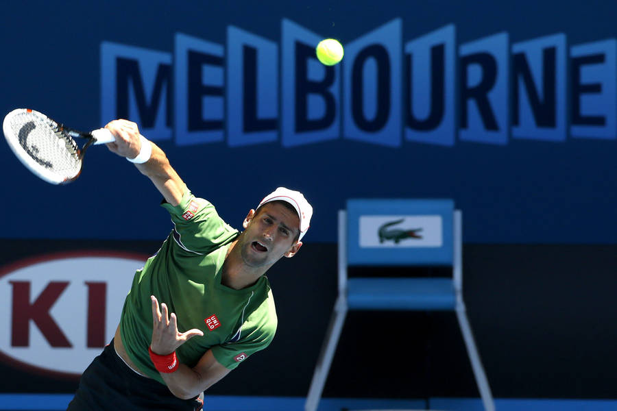 Australian Open With Novak In Green Wallpaper