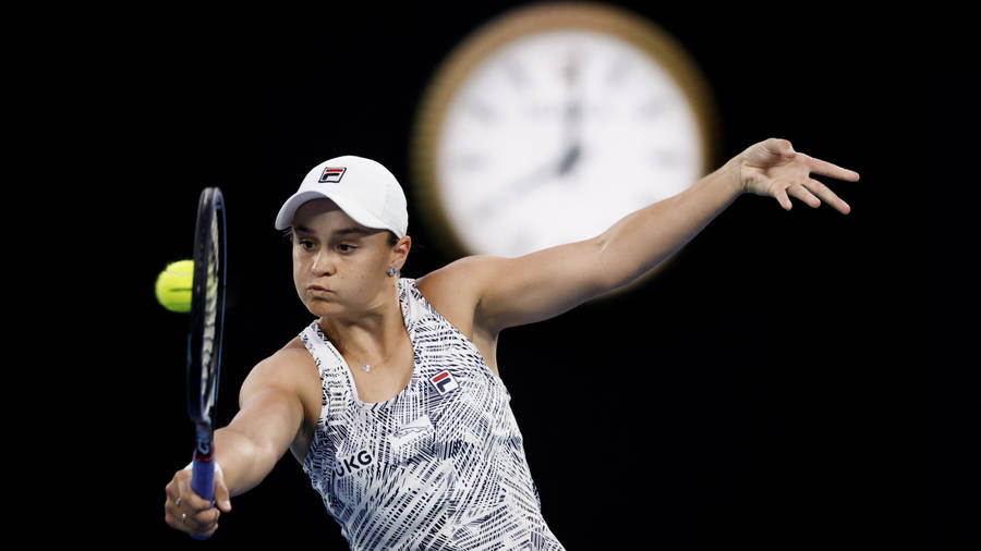 Australian Tennis Phenom Ashleigh Barty In Action Wallpaper