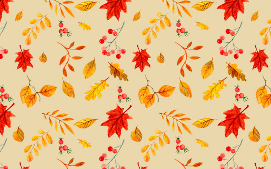 Autumn Berries And Leaves Aesthetic Wallpaper