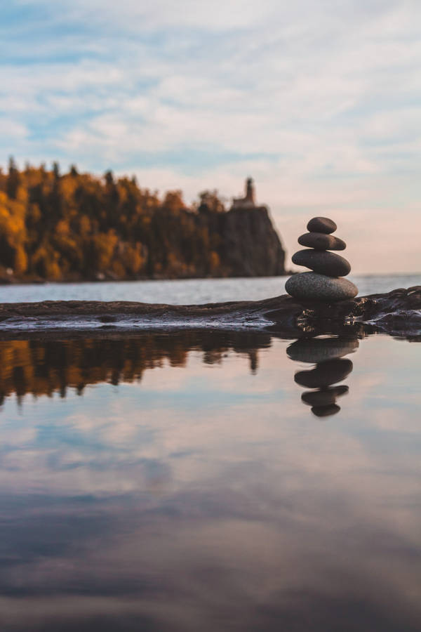 Autumn Phone Rocks On Lake Wallpaper